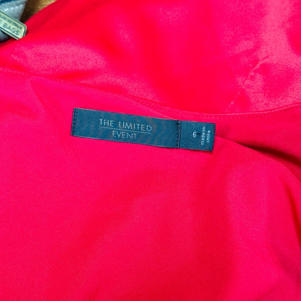 The Limited Womens Red One Shoulder Satin Pleated Cocktail Dress Size 6 - Picture 5 of 6
